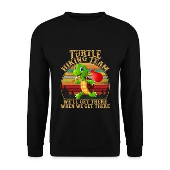 Turtle Hiking Team We'll Get There When We Get - Unisex Sweatshirt - black - Front - Alina (178cm) & Michal (187cm)