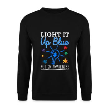 Light It Up Blue Autism Awareness Month T Shirt - Unisex Sweatshirt - black - Front - Alina (178cm) & Michal (187cm)