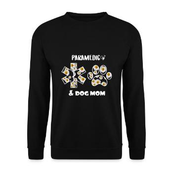 Paramedic and Dog Mom Cute Flowers Gift for Women - Unisex Pullover - Schwarz - Vorne - Alina (178cm) & Michal (187cm)