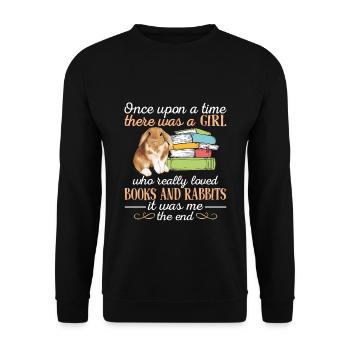 Il y avait une fille qui aimait vraiment les livres et les lapins - Sweat-shirt Unisexe - noir - Devant - Alina (178cm) & Michal (187cm)