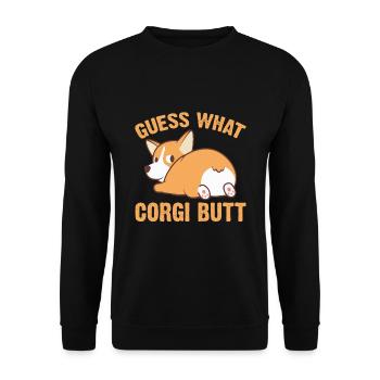 Guess What Corgi Butt Funny Corgi Dog T Shirt - Unisex Sweatshirt - black - Front - Alina (178cm) & Michal (187cm)