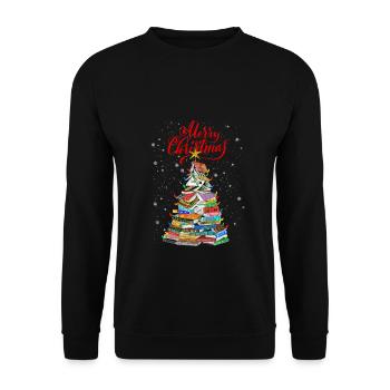 Christmas Book Tree Lights T Shirt - Sweat-shirt Unisexe - noir - Devant - Alina (178cm) & Michal (187cm)