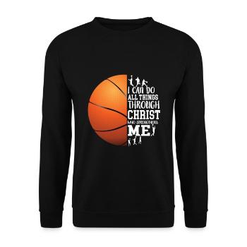 I Can Do All Things Through Christ Basketball - Unisex Sweatshirt - black - Front - Alina (178cm) & Michal (187cm)