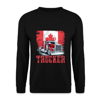 Trucker Canadian Flag - Unisex Pullover - Schwarz - Vorne - Alina (178cm) & Michal (187cm)