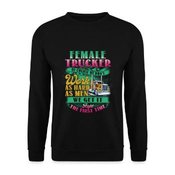 Female Trucker - Unisex Pullover - Schwarz - Vorne - Alina (178cm) & Michal (187cm)