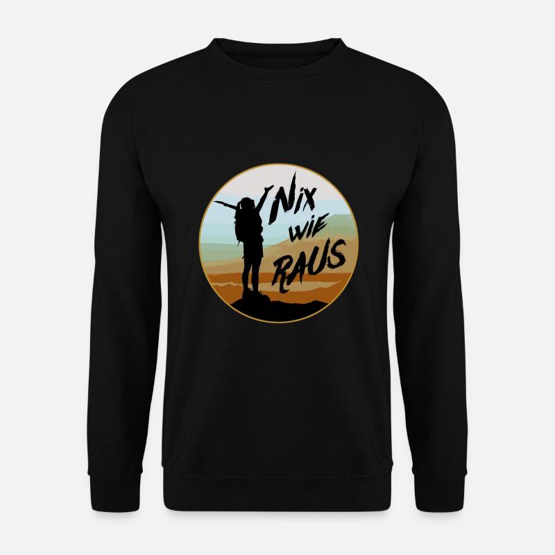 Klettern Wandern Nix wie raus - Unisex Pullover - Schwarz