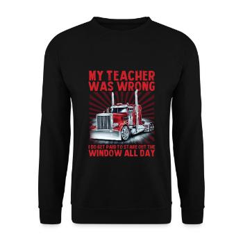 My Teacher Was Wrong - Unisex Pullover - Schwarz - Vorne - Alina (178cm) & Michal (187cm)