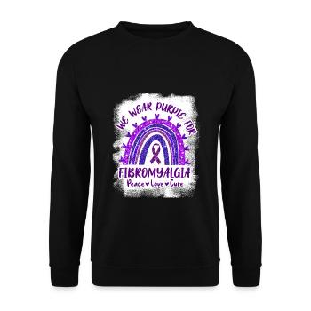 We Wear Purple For Fibromyalgia - Unisex Pullover - Schwarz - Vorne - Alina (178cm) & Michal (187cm)