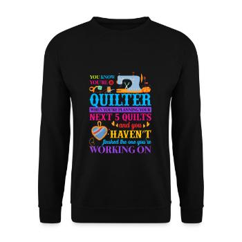 Quilter Sewing Machine - Unisex Sweatshirt - black - Front - Alina (178cm) & Michal (187cm)