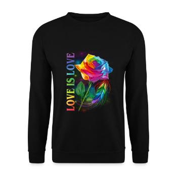 Love Is Love Rainbow Rose LGBT Awareness - Unisex Pullover - Schwarz - Vorne - Alina (178cm) & Michal (187cm)