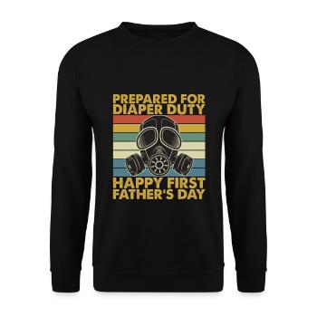 Prepared For Diaper Duty Happy First Father’s Day - Sweat-shirt Unisexe - noir - Devant - Alina (178cm) & Michal (187cm)
