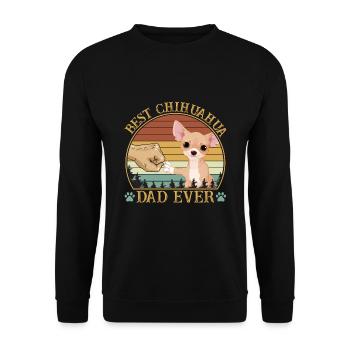 Best Chihuahua Dad Ever Vintage Retro Sunset - Unisex Pullover - Schwarz - Vorne - Alina (178cm) & Michal (187cm)
