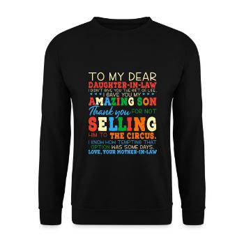 To My Daughter-in-law Merci pour la nourie - Sweat-shirt Unisexe - noir - Devant - Alina (178cm) & Michal (187cm)