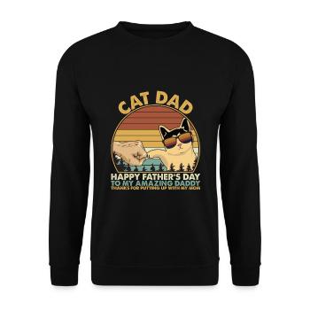 Cat Dad Fist Bump Vintage - Unisex Sweatshirt - black - Front - Alina (178cm) & Michal (187cm)