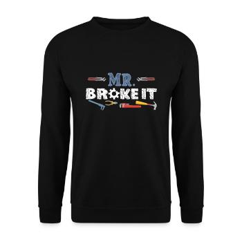 Cadeau de mécanicien Mr Broke It Kid - Sweat-shirt Unisexe - noir - Devant - Alina (178cm) & Michal (187cm)