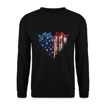 Butterfly Heart USA Flag - Unisex Sweatshirt - black - Front - Alina (178cm) & Michal (187cm)