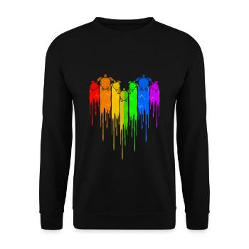 Turtles LGBT Rainbow Heart - Unisex Sweatshirt - black - Front - Alina (178cm) & Michal (187cm)