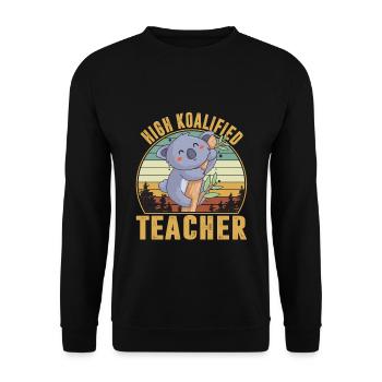 High Koalafied Teacher Vintage Retro - Unisex Pullover - Schwarz - Vorne - Alina (178cm) & Michal (187cm)