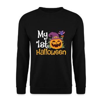 My 1st Halloween Baby Bodysuit Funny - Unisex Sweatshirt - black - Front - Alina (178cm) & Michal (187cm)