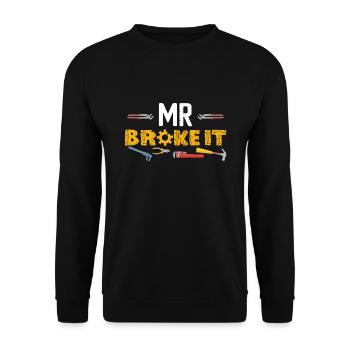 Mr Broke It Mécanicien Papa Fils - Sweat-shirt Unisexe - noir - Devant - Alina (178cm) & Michal (187cm)