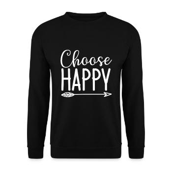 Choose Happy - Unisex Pullover - Schwarz - Vorne - Alina (178cm) & Michal (187cm)