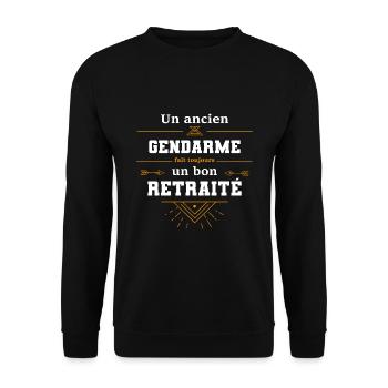 Un ancien gendarme fait toujours un bon retraité - Sweat-shirt Unisexe - noir - Devant - Alina (178cm) & Michal (187cm)