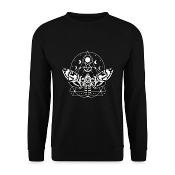 Goth Pentagramm Mond Phasen Motte - Unisex Pullover - Schwarz - Vorne - Alina (178cm) & Michal (187cm)