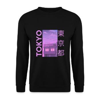Tokyo Japan, Magenta - Unisex Pullover - Schwarz - Vorne - Alina (178cm) & Michal (187cm)