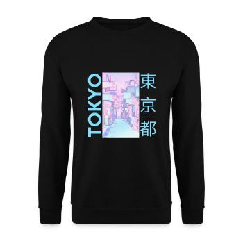 Tokyo Japon, Bleu - Sweat-shirt Unisexe - noir - Devant - Alina (178cm) & Michal (187cm)