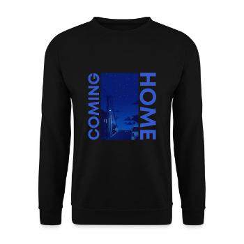 Coming Home dunkelblau - Unisex Pullover - Schwarz - Vorne - Alina (178cm) & Michal (187cm)