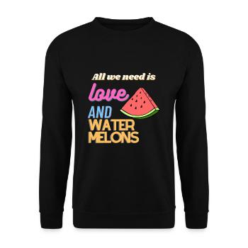 Tout ce dont nous avons besoin, c’est d’amour et de pastèque - Sweat-shirt Unisexe - noir - Devant - Alina (178cm) & Michal (187cm)