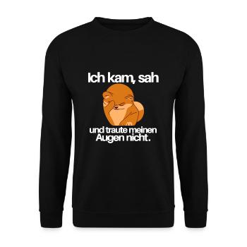 Ich kam sah und so weiter - Unisex Pullover - Schwarz - Vorne - Alina (178cm) & Michal (187cm)