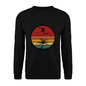 Surfers and palm trees - Unisex Sweatshirt - black - Front - Alina (178cm) & Michal (187cm)