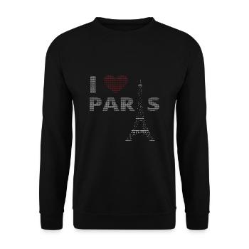 I Love Paris ASCII - Unisex Pullover - Schwarz - Vorne - Alina (178cm) & Michal (187cm)