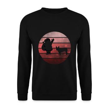 Santa Claus and Frenchie, Dog, Vintage, Retro - Unisex Sweatshirt - black - Front - Alina (178cm) & Michal (187cm)