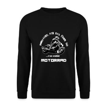 Motorrad Ü50 Rocket 3 Spruch - Unisex Pullover - Schwarz - Vorne - Alina (178cm) & Michal (187cm)