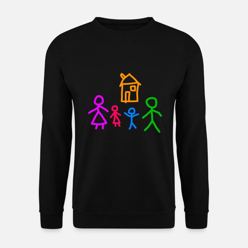 Kinderbild Familie und Haus - Unisex Pullover - Schwarz