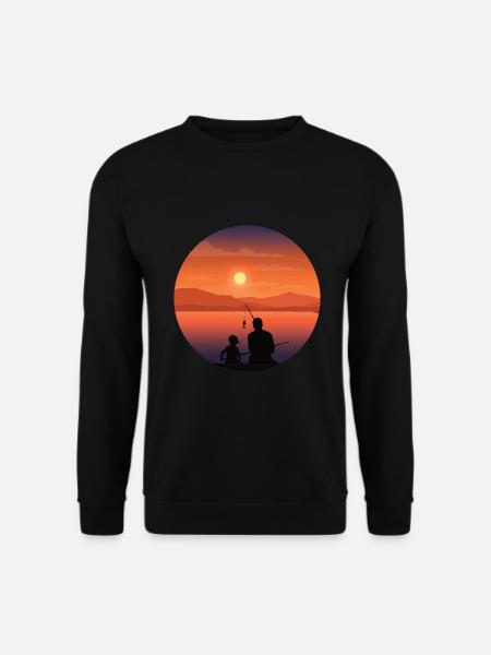 VATER & SOHN beim Angeln Geschenkidee - Unisex Pullover - Schwarz