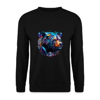 Geometrische Fauna, wilder Bär, geo wild - Unisex Pullover - Schwarz - Vorne - Alina (178cm) & Michal (187cm)