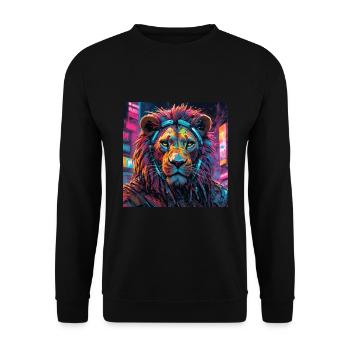 lion cyberpunk - Sweat-shirt Unisexe - noir - Devant - Alina (178cm) & Michal (187cm)