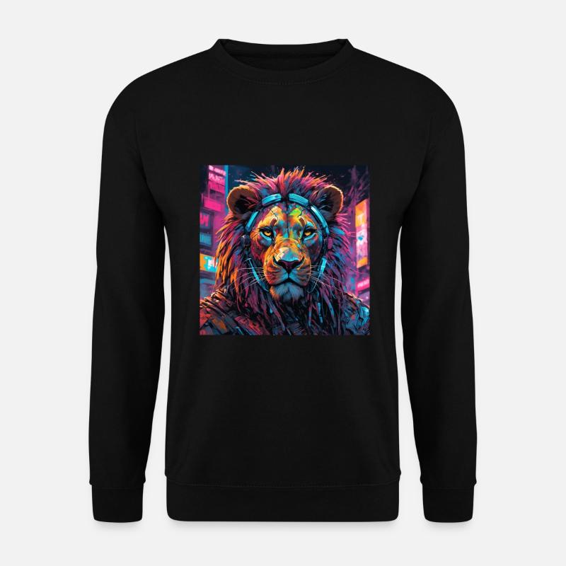 Löwe Cyberpunk - Unisex Pullover - Schwarz