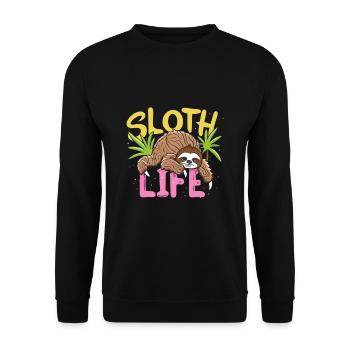 Life is Sloth T-Shirt - Slow Down and Relax - Unisex Sweatshirt - black - Front - Alina (178cm) & Michal (187cm)