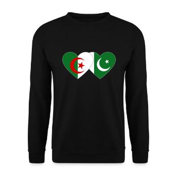 Algeria Pakistan Flag Heart - Unisex Sweatshirt - black - Front - Alina (178cm) & Michal (187cm)