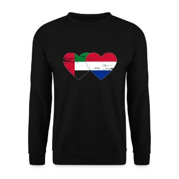 Émirats arabes unis Hollande Drapeau Coeur - Sweat-shirt Unisexe - noir - Devant - Alina (178cm) & Michal (187cm)