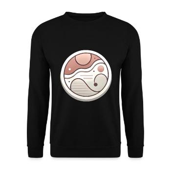 Minimalistisches abstraktes Abzeichen-Design - Unisex Pullover - Schwarz - Vorne - Alina (178cm) & Michal (187cm)