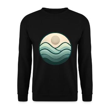 Minimalistisches Bergabzeichen-DesignMinimalistisches Reittier - Unisex Pullover - Schwarz - Vorne - Alina (178cm) & Michal (187cm)