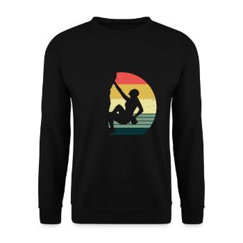 Bergsteigen Cool Klettern Retro Geschenk Bouldern - Unisex Pullover - Schwarz - Vorne - Alina (178cm) & Michal (187cm)