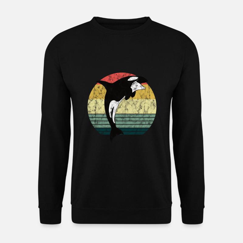Orca Schwertwal Killerwal Geschenk Retro Wal Ozean - Unisex Pullover - Schwarz