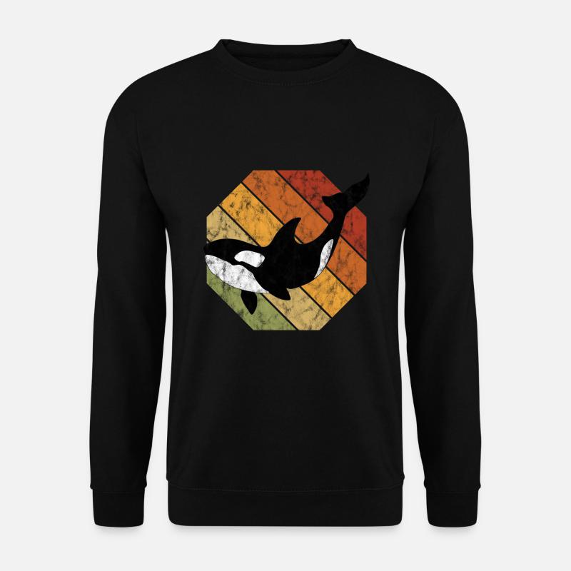 Orca Schwertwal Killerwal Geschenk Retro Wal Ozean - Unisex Pullover - Schwarz