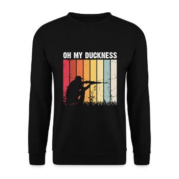Funny Duck Hunting Design Hunter Hunting Duck Design - Unisex Sweatshirt - black - Front - Alina (178cm) & Michal (187cm)